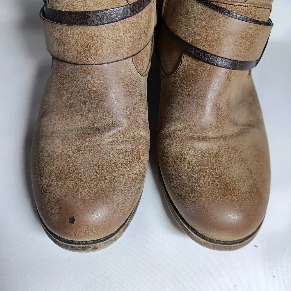 Jellypop Leo Tan Ankle Sweater Zip Boots 6M